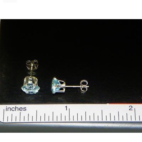 Genuine Light Blue Topaz Sterling Silver Earrings - Picture 5 of 6